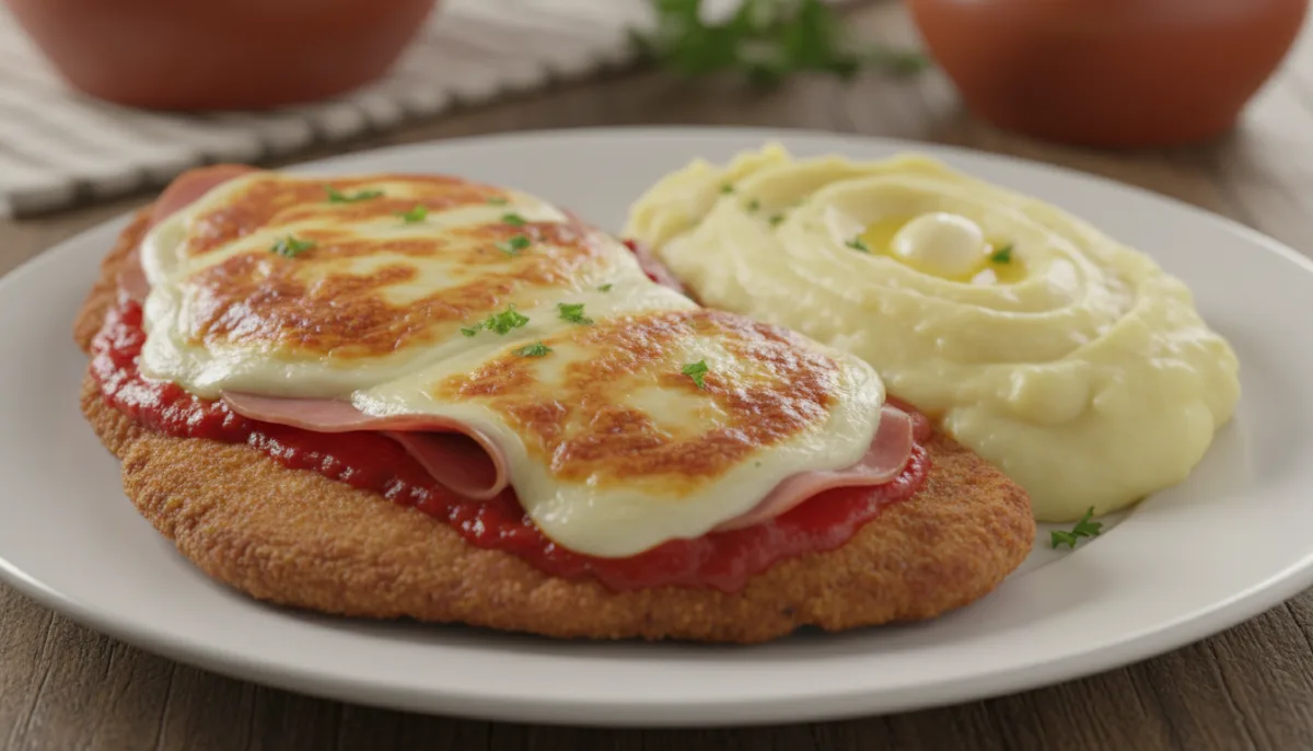 Uruguayan Milanesa Napolitana with Creamy Mashed Potatoes
