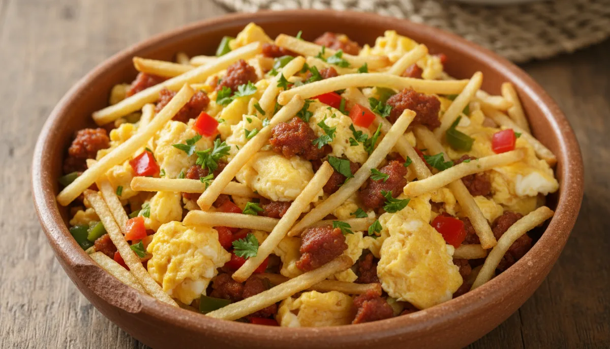 Hearty Uruguayan Revuelto Gramajo with Chorizo and Bell Peppers