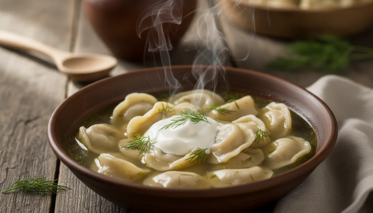 Dumplinga Uzbeke me Mish Qengji dhe Koper (Chuchvara)
