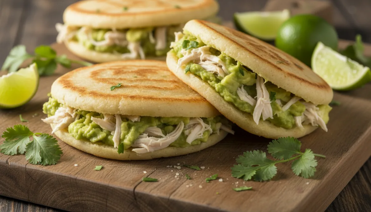 Arepas Autentike Venezueliane me Pulë të Grirë dhe Avokado Kremoze