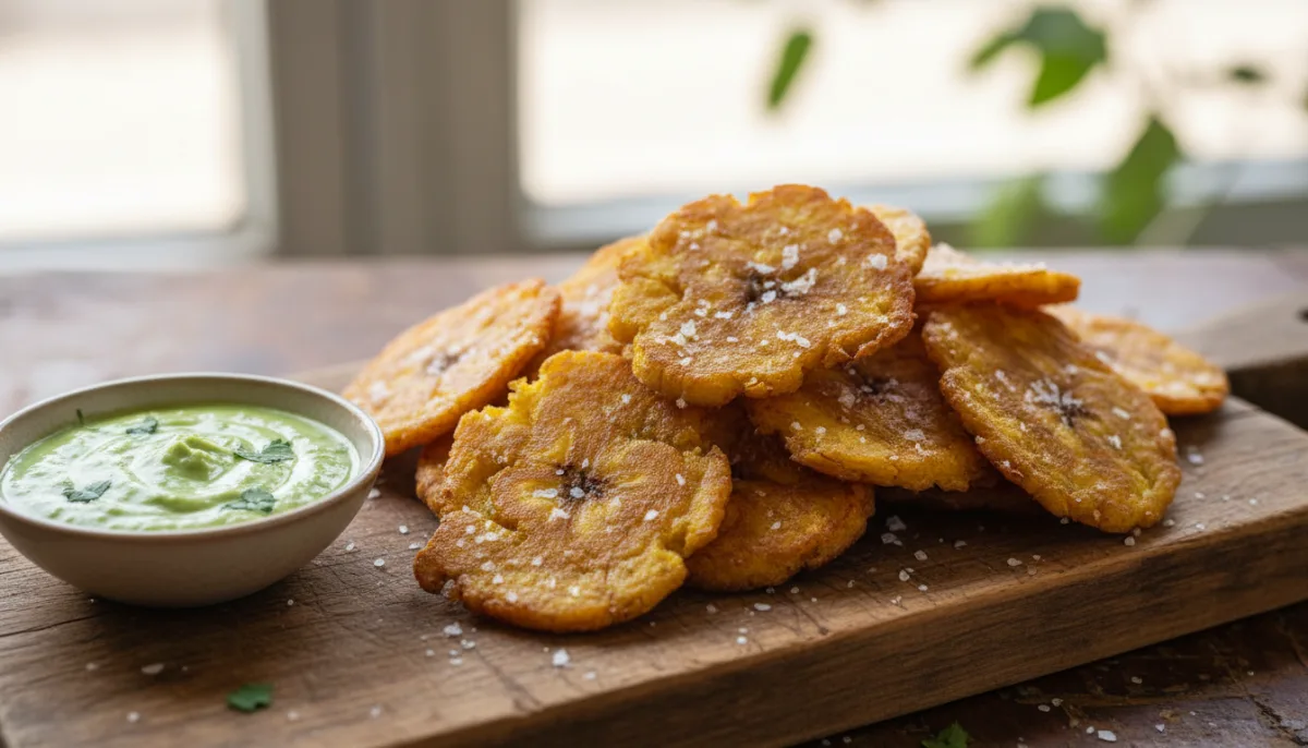 Venezuelan Tostones with Creamy Guasacaca