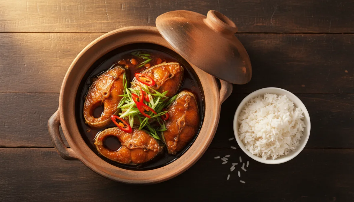 Pesce Gatto Caramellato Vietnamita in Terracotta (Cá Kho Tộ)