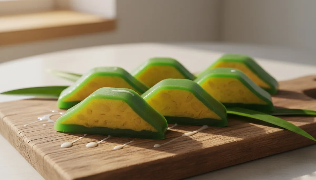 Pastel Vietnamita de Capas de Coco y Frijol Mungo (Bánh Da Lợn)