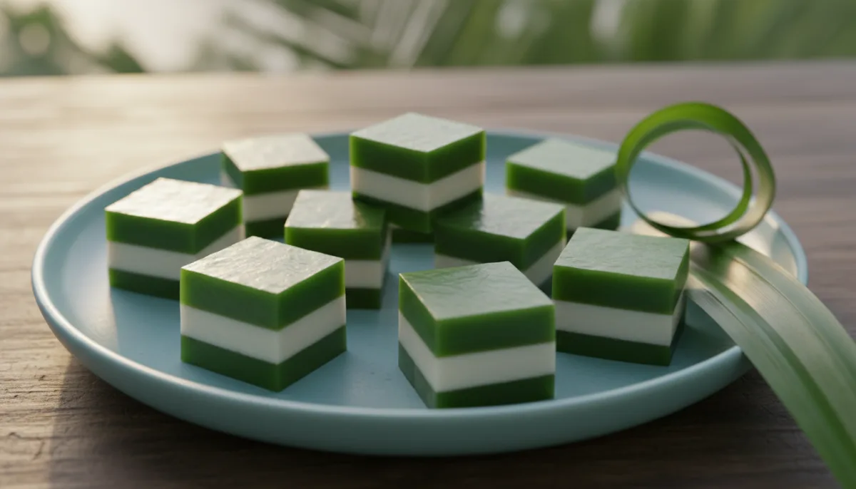 Gelatina Vietnamita de Coco y Pandan (Rau Câu Dừa Lá Dứa)