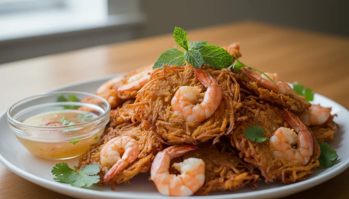Petulla Krokante Vietnameze me Karkaleca dhe Patate të Ëmbla (Bánh Tôm)