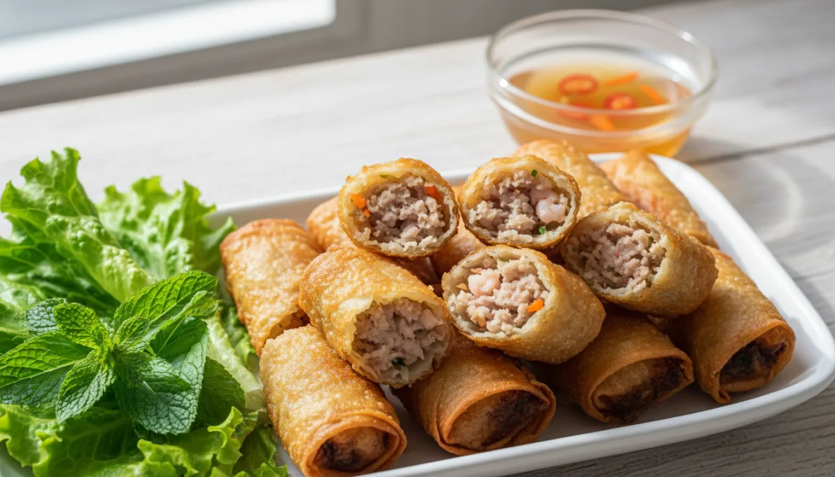 Petulla Krokante Vietnameze me Mish Derri dhe Karkaleca (Chả Giò)