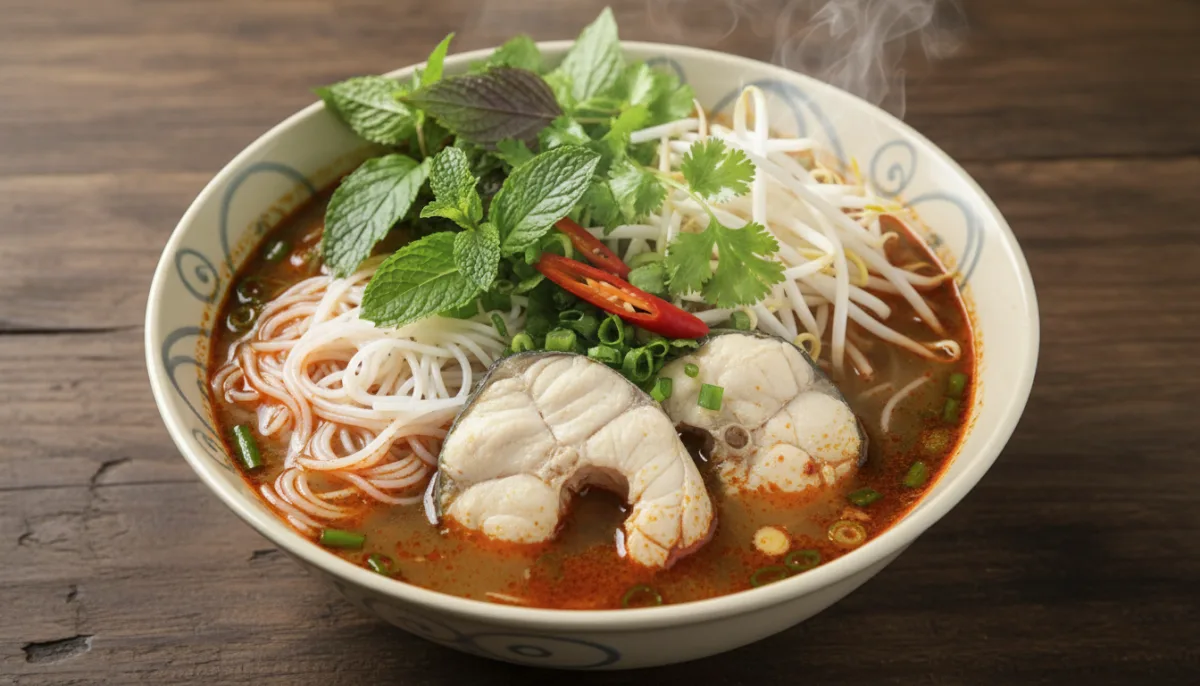 Supë Vietnameze me Petë Orizi të Fermentuar dhe Peshk (Bún Mắm)
