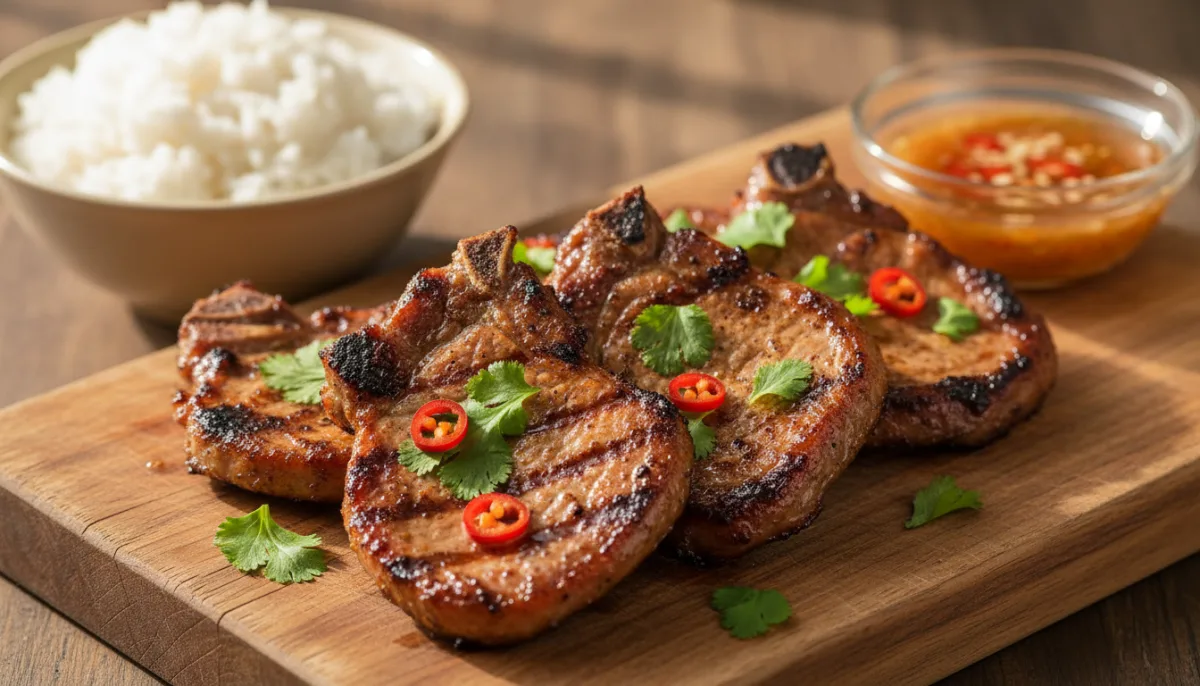 Vietnamese Grilled Pork Chops with Lemongrass and Fish Sauce (Sườn Nướng Xả)