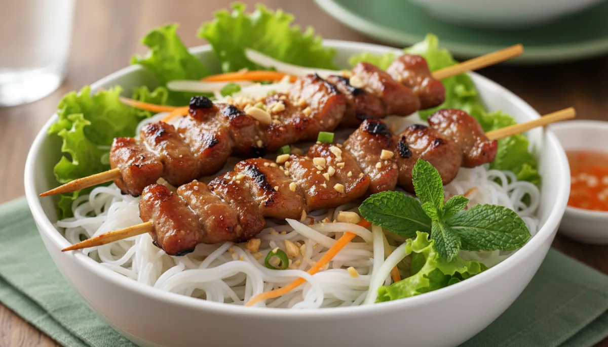 Hellat Vietnameze me Mish Derri të Pjekur dhe Makaronat Vermiçel (Bún Thịt Nướng)