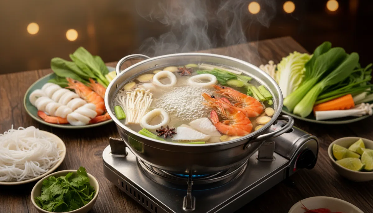 Vietnamese Seafood and Vegetable Hot Pot (Lẩu Hải Sản)