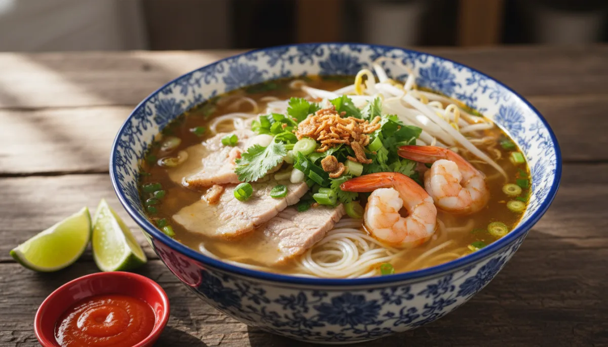 Supë Vietnameze me Nudella, Mish Derri dhe Karkaleca (Hủ Tiếu Nam Vang)