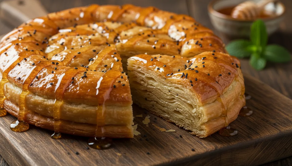 Yemeni Bint Al Sahn: Honeyed Layered Pastry with Black Seeds