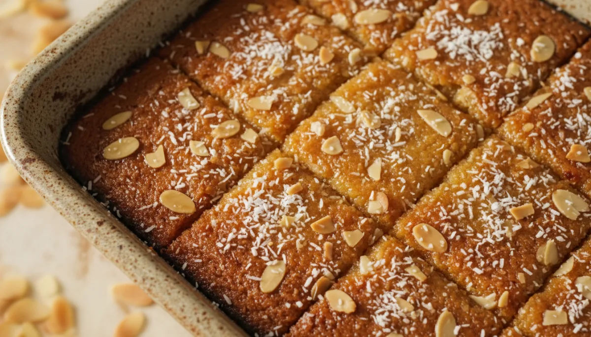 Harisah Iemenita: Bolo de Sêmola com Coco e Amêndoas