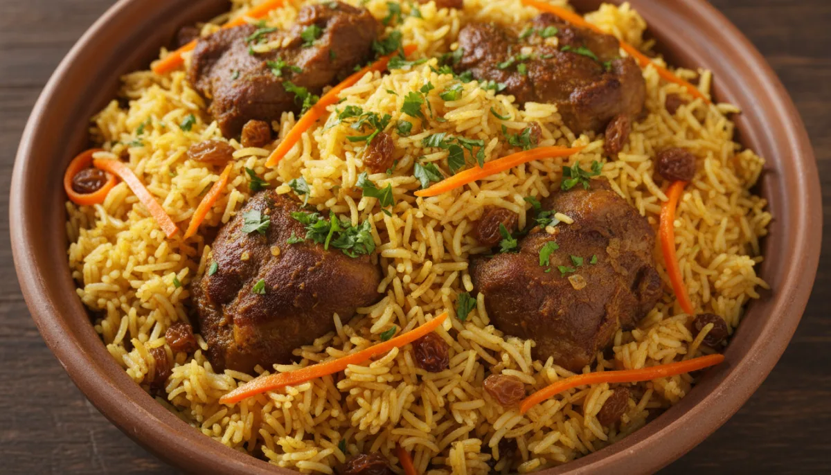 Yemeni Lamb and Rice Pilaf with Raisins and Carrots (Mandi)