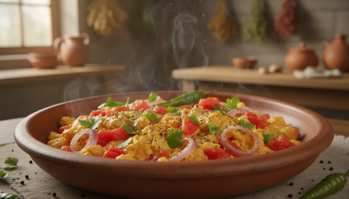 Vezë të Fërguara Jemenite me Domate, Qepë dhe Erëza (Shakshuka)